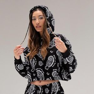 Supply And Demand Women&apos;s Paisley Hoodie in Black/Black Size Medium - 5831843