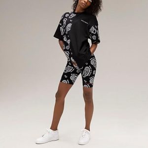 Supply And Demand Women&apos;s Allover Paisley Print Bike Shorts in Black/Black Size Medium - 5831858