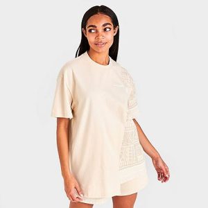 Supply And Demand Women&apos;s Paisley Patch Split T-Shirt in Beige/Beige Size XL - 5882320