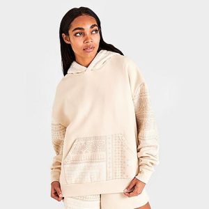 Supply And Demand Women&apos;s Paisley Patch Boyfriend Hoodie in Beige/Beige Size XL Cotton/Polyester - 5882330