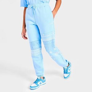 Supply And Demand Women&apos;s Paisley Patch Jogger Pants in Blue/Light Blue Size XL Cotton/Polyester - 5882295