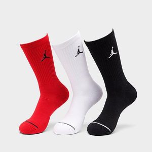 Jordan Jumpman 3-Pack Crew Socks in Red/Black/White/Black Size Large Nylon/Polyester/Spandex - 8096976