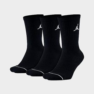 Jordan Jumpman 3-Pack Crew Socks in Black/Black Size Large Nylon/Polyester/Spandex - 8095060