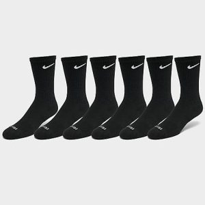 Nike Everyday Plus Cushioned Crew Training Socks (6-Pack) in Black/Black Size Small - 8205851