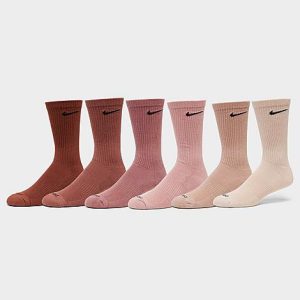 Nike Everyday Plus Cushioned Crew Training Socks (6-Pack) in Red/Pink/Multi-Color Size Medium - 8203724