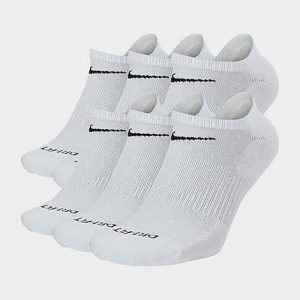 Nike Everyday Plus Cushioned No-Show Training Socks (6-Pack) in White/White Size Large - 8096540