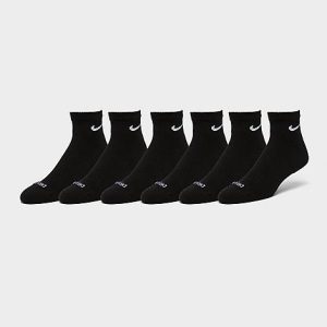 Nike Everyday Plus Cushioned 6-Pack Quarter Training Socks in Black/Black Size Medium - 8097796