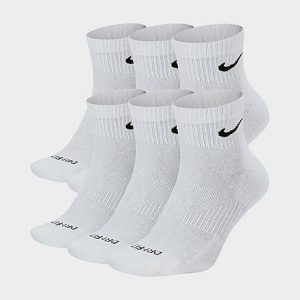 Nike Everyday Plus Cushioned 6-Pack Quarter Training Socks in White/White Size Medium - 8097797