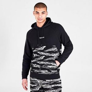 Timberland Men&apos;s White Tiger Camo Print Pullover Hoodie in Black/Black Size Medium Cotton/Polyester - 5789578