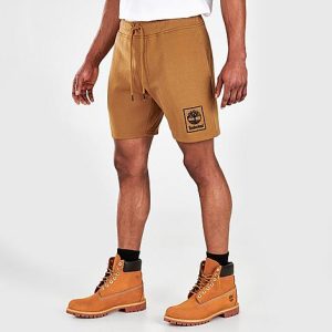 Timberland Men&apos;s Stack Logo Sweatshorts in Brown/Wheat Boot Size 2XL Cotton/Polyester/Fleece - 5787575