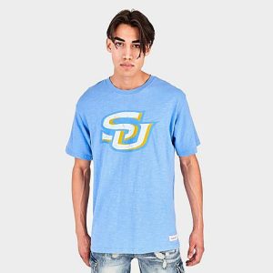 Mitchell And Ness Men&apos;s Southern University Jaguars College Logo T-Shirt in Blue/Blue Size XL 100% Cotton - 5790679