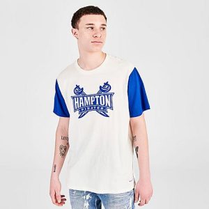 Mitchell And Ness Men&apos;s Hampton Pirates College Color-Blocked T-Shirt in White/White Size XL 100% Cotton - 5790589