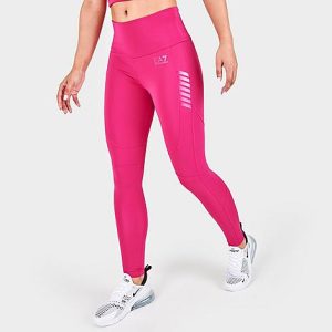 Emporio Armani Women&apos;s EA7 Dynamic Athlete Vigor Leggings in Pink/Raspberry Sorbet Size XL Polyester - 5850924