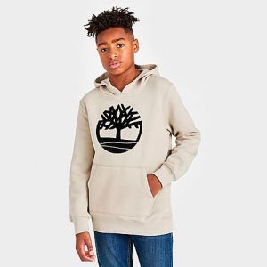 Timberland Boys&apos; Smith Pullover Hoodie in Beige/White Size XL Cotton - 5887205