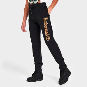 Timberland Kids&apos; Logo Jogger Pants in Black/Black Size XL Fleece - 5883989