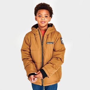 Timberland Kids&apos; Puffer Jacket in Brown/Wheat Size Large - 5884302