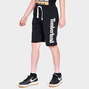 Timberland Boys&apos; Knit Fleece Logo Shorts in Black/Black Size Small Fleece/Knit - 5802313