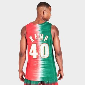 Mitchell And Ness Men&apos;s Seattle Supersonics NBA Shawn Kemp Tie-Dye Tank Top in Red/Green/Green Size 2XL 100% Cotton/Jersey - 5804316