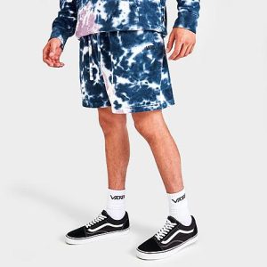 Vans Men&apos;s Tie Dye Print Fleece Shorts in Blue/Elderberry Size XL Cotton/Polyester/Fleece - 5810921