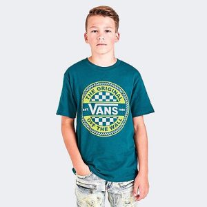 Vans Kids&apos; Seasonal Circle Graphic Logo T-Shirt in Green/Deep Teal Size Large 100% Cotton - 5851470