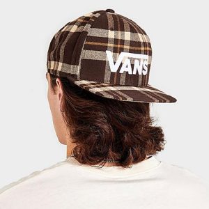 Vans Drop V Snapback Hat in Brown/Demitasse Plaid 100% Cotton - 8205936