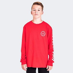 Vans Kids&apos; Off The Wall Combo Long-Sleeve T-Shirt in Red/True Red Size XL 100% Cotton - 5851463