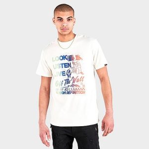 Vans Men&apos;s Look Listen Graphic Print Short-Sleeve T-Shirt in White/Off-White/Antique White Size 2XL Cotton - 5787740