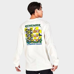 Vans Men&apos;s Eco Positivity Graphic Print Long-Sleeve T-Shirt in Off-White/Natural Size XL 100% Cotton - 5787664