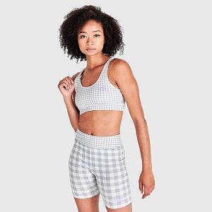 Vans Women&apos;s Mixed Up Gingham Bralette in White/Grey/Languid Lavender Size Medium Cotton - 5849976