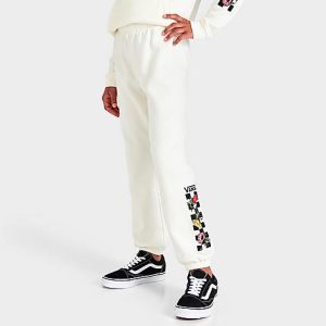 Vans Girls&apos; Poppin&apos; Poppies Jogger Pants in Blue/Marshmallow Size Large Cotton/Polyester/Fleece - 5808890