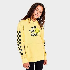 Vans Girls&apos; Radically Happy Pullover Hoodie in Yellow/Raffia Size XL Cotton/Polyester/Fleece - 5851494