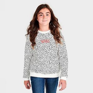 Vans Girls&apos; Dalmatian Crewneck Sweatshirt in Black/Black Size XL Cotton/Polyester/Fleece - 5808902