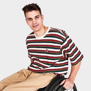 Vans Men&apos;s In Our Hands Striped T-Shirt in Red/Antique White Size 2XL 100% Cotton - 5808241