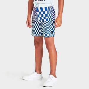 Vans Boys&apos; Skewed Check Board Shorts in Blue/White/Ballad Blue Size 30 Polyester - 5802501
