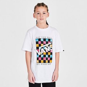 Vans Kids&apos; Dyed Blocks T-Shirt in White/White Size Large 100% Cotton - 5802412