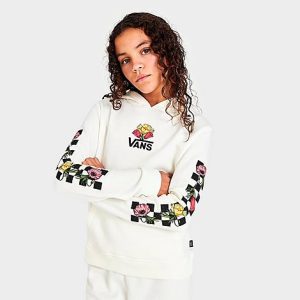 Vans Girls&apos; Poppin Poppies Pullover Hoodie in Beige/Marshmallow Size XL Cotton/Polyester/Fleece - 5808910