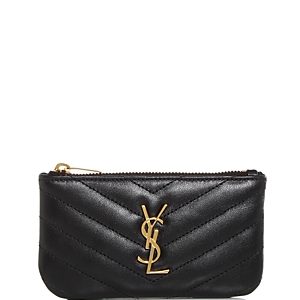 Saint Laurent Monogram Quilted Leather Key Pouch- 4165991
