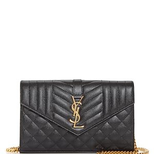 Saint Laurent Envelope Quilted Leather Chain Wallet- 4166069