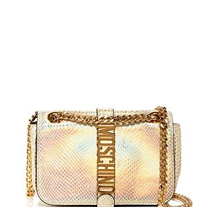 Moschino Embossed Iridescent Logo Shoulder Bag- 4156821