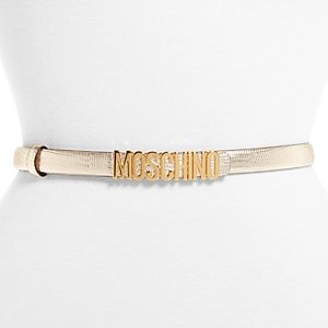 Moschino Women's Logo Charm Slim Leather Belt- 4362930