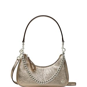 Tory Burch 151 Mercer Metallic Small Crescent Bag- 4365180