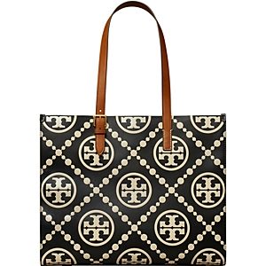 Tory Burch T Monogram Contrast Embossed Leather Medium Tote- 4461065
