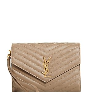 Saint Laurent Monogram Quilted Leather Clutch- 4166066