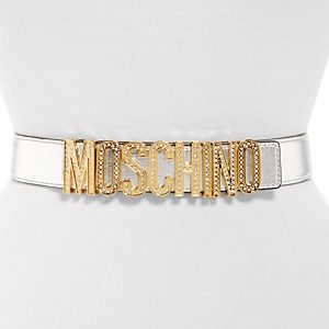 Moschino Women's Embellished Logo Charm Leather Belt- 4493069
