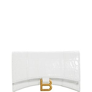 Balenciaga Hourglass Croc Embossed Leather Xs Chain Wallet- 4949331