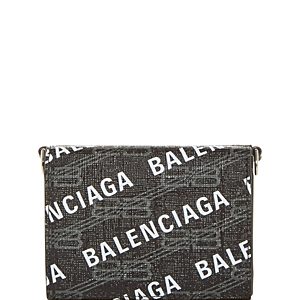 Balenciaga Cash Mini Logo Print Leather Chain Wallet- 4452400