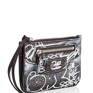Balenciaga Le Cagole Graffiti Print Leather Zip Card Case- 4452381