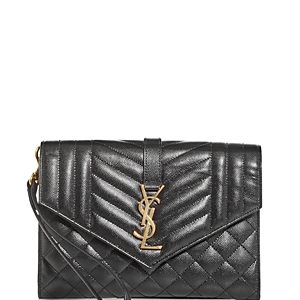 Saint Laurent Envelope Quilted Leather Clutch- 4493851