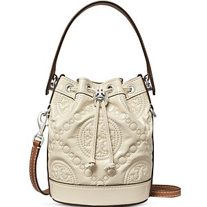 Tory Burch T Monogram Mini Embroidered Patent Leather Bucket Bag- 4552016