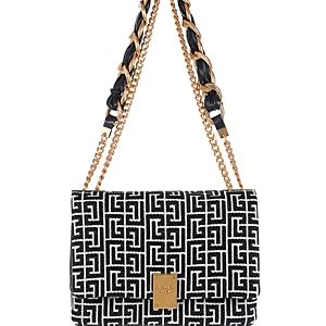 Balmain 1945 Medium Monogram Jacquard Soft Shoulder Bag- 4547485